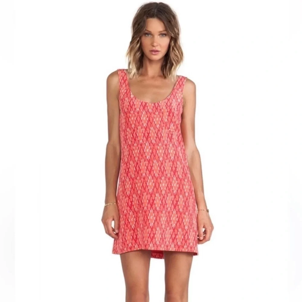 Joie Dawna Ikat 100% Silk Sleeveless Tank Mini Dress in Spiced Coral Size XS - Picture 2 of 11